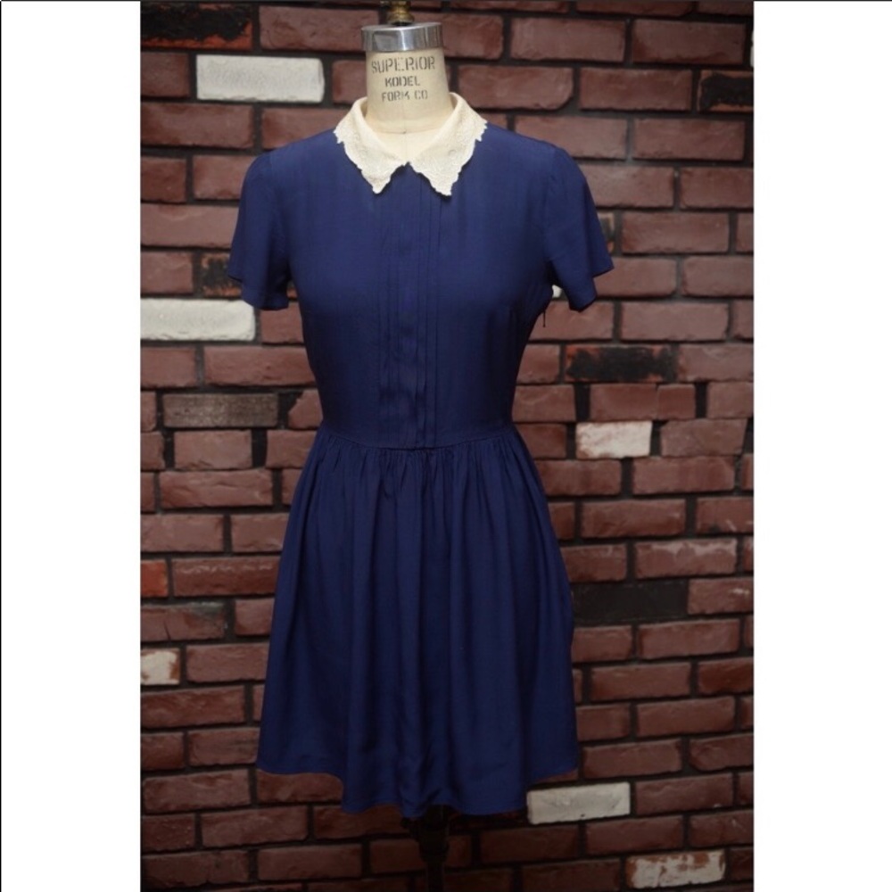 Skater dress with embroidered collar